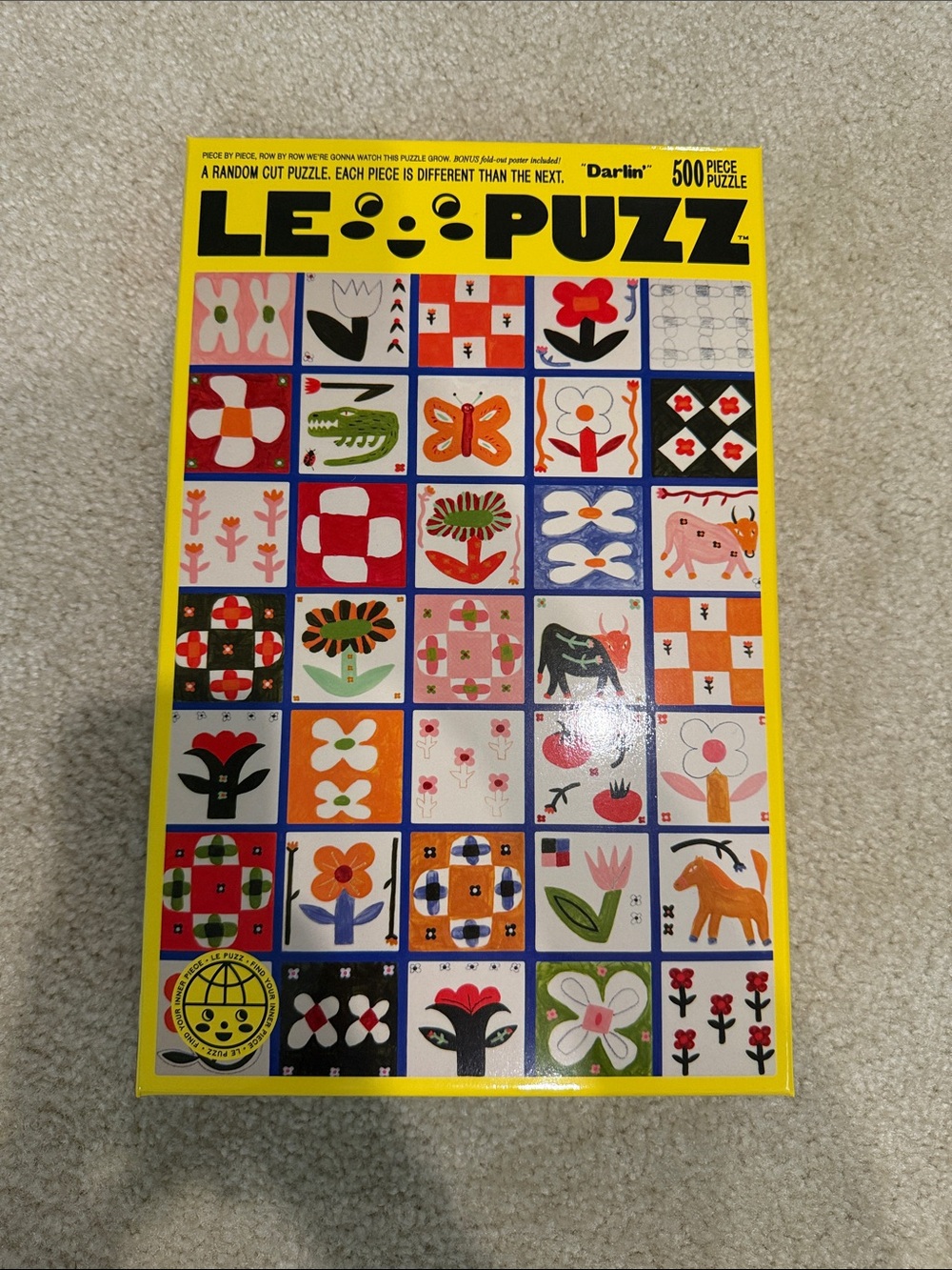 LE PUZZ 500-Piece Puzzle — Colorful Tile Art (Yellow Box)